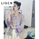 LISCN新中式國風盤扣紫色短外套女2025春秋新款名媛氣質(zhì)時尚感上衣 新中式紫色外套 M (建議95-110斤)