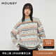 moussy【新復(fù)古回潮】 復(fù)古菱形圖案圣誕氛圍厚款毛衣028FAZ70-5100 155花紋卡其色 均碼