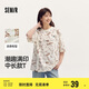 森馬大力水手短袖t恤女夏中長款特寬松涼感滿印上衣101324100041
