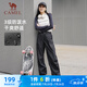 駱駝（CAMEL）休閑戶外登山褲女防潑水直筒工裝褲 C24CR1L7658B 幻影黑 L