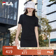 FILA 斐樂(lè)官方女裝針織連衣裙2025夏季新款時(shí)尚簡(jiǎn)約修身開(kāi)衩長(zhǎng)裙子 正黑色-BK M 165/84A/M