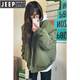 JEEP SPIRIT美式復古春秋薄款飛行員棉服外套女ins潮牌秋冬季加厚棒球服夾克 綠色 加厚 M