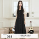 伊芙麗（eifini）伊芙麗法式優(yōu)雅氣質(zhì)假兩件拼接收腰掛脖連衣裙2024夏裝新款小黑裙 黑色 M 100-110斤