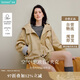 茵曼戶(hù)外連帽條紋花苞外套2025秋女裝新款松弛感上衣 深卡其 S