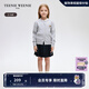 Teenie Weenie Kids小熊童裝春秋款女童復(fù)古時(shí)尚圓領(lǐng)針織毛衣開衫 中灰色 140 cm