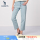 哈吉斯（HAZZYS）女裝 春秋款季女士直筒褲子休閑百搭牛仔褲女ATDSP03AP05 淺藍(lán)色LL 40 (160/72A)