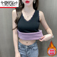 莫代爾保暖吊帶背心女秋冬裝新款蕾絲花邊一體絨上衣加絨加厚內(nèi)搭打底衫 黑色 L 適合106-120斤