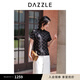 DAZZLE 地素小上衣25夏新款黑色短款新中式印花小上衣 黑色 XS