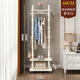 百岳 衣架 實(shí)木衣帽架衣服架掛衣架多功能家用組裝架子立式落地置物架 168#滑輪款：象牙白60CM