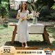 Olrain歐芮兒法式優(yōu)雅白色收腰連衣裙女裝夏季2025新款方領(lǐng)茶歇裙 白色 M