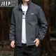JEEP SPIRIT吉普男士外套兩面穿戶外沖鋒衣寬松大碼春秋季運動休閑立領(lǐng)夾克男 灰色 XL