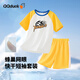 可可鴨（QQ DUCK）男童套裝夏季兒童速干短袖短褲運動(dòng)衣服黃字足球黃色；150