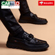 卡帝樂(lè )鱷魚(yú)（CARTELO）真皮男鞋2024年春秋新款休閑鱷魚(yú)紋皮鞋潮流百搭豆豆鞋一腳蹬防臭 黑色 38