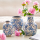 京東鮮花新中式青花陶瓷花瓶客廳輕奢插花裝飾品擺件鮮花水培玫瑰花高級感