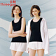 三槍兩件裝春夏圓領(lǐng)蕾絲簡(jiǎn)約休閑無(wú)袖背心女士修身純棉打底衫坎肩汗衫 正黑+正黑 XL