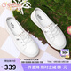 金利來（goldlion）女鞋休閑板鞋圓頭舒適平底耐穿免系帶小白鞋 668220189白杏37