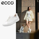 愛(ài)步（ECCO） 秋冬牛皮系帶休閑板鞋 柔酷7號女鞋470843 白色/銀色37
