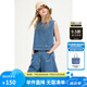 ELLE KIDS童裝 25夏季女童經(jīng)典度假風(fēng)圓領(lǐng)透氣兩面穿休閑牛仔馬甲背心 牛仔藍 160 (S)