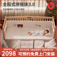優(yōu)樂博（ULOP）櫸木兒童拼接床實(shí)木嬰兒床新生兒帶護(hù)欄升降寶寶延邊床加寬單人床 200*80單床+4D空氣纖維墊+5件套