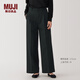 無印良品（MUJI） 女式 不易起皺 抽褶 直筒褲 褲子女款秋冬款 長褲 BE1QSA4A 黑色 S (155/62A)