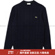 LACOSTE胸前刺繡logo純色舒適圓領(lǐng)長(zhǎng)袖毛衣男款午夜藍(lán) 午夜藍(lán) S -3
