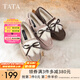 他她（TATA）冬季外穿毛毛鞋女加絨甜美軟底棉鞋豆豆鞋新DWBQ1DA3 啡色（仿毛里） 37