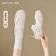 西遇運(yùn)動(dòng)瑪麗珍鞋女2025新款夏季魔術(shù)貼休閑厚底芭蕾鞋德訓(xùn)鞋 米色 36