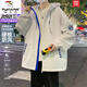 啄木鳥（TUCANO）春秋季新款青少年外套男孩初高中學(xué)生潮流帥氣夾克大童男裝沖鋒衣 8317白色 【品質(zhì)保證】 M 【建議110-130斤】