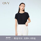 OVV2023春夏新款女裝22MM鬼縐真絲圓領(lǐng)短袖內(nèi)搭上衣 黑色（凈色）04 M