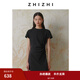 致知ZHIZHI 躍蕩婷 純色連衣裙女2025新款高彈別致褶皺設(shè)計感短裙 黛黑 XS