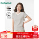 熱風(fēng)短袖t恤女25年春季新款基礎純色圓領(lǐng)短袖正肩打底衫T恤上衣內搭女 40黑白條紋 L