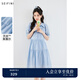 詩凡黎萊賽爾連衣裙2024夏新款法式氣質(zhì)高級泡泡袖多巴胺公主裙女 淺藍(lán) L 165/88A