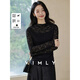 梵希蔓黑色蕾絲長(cháng)袖t恤女2025秋季新款顯瘦內搭半高領(lǐng)打底衫上衣 A2217 黑色 XL （建議120-130斤）