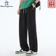 萬(wàn)星威（Munsingwear）特價(jià)撿漏男褲夏季新款冰絲松緊腰透氣直筒寬松闊腿長(zhǎng)褲父親節(jié)禮物 黑色 L