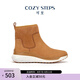 COZY STEPS可至女士秋冬時尚圓頭拼接羊皮毛一體厚底保暖防寒雪地靴 焦糖栗子 36