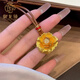 御龍鏡古法點鉆富貴牡丹花黃金吊墜女 999足金花朵掛墜編繩項鏈七夕禮物 附送鑒定證書