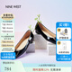 NINE WEST玖熙小方頭低跟單鞋女新款方扣淺口船鞋輕便氣質(zhì)通勤時(shí)尚女鞋 黑色(偏小一碼) 37