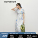 紅袖碎花連衣裙2025夏季新款女裝【海藍(lán)花嶼】收腰V領(lǐng)氣質(zhì)雪紡茶歇裙 白底藍(lán)花674 M
