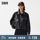 森馬外套女PU仿皮夾克高街時尚春秋酷颯落肩寬松上衣107224108003