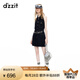 DZZIT【明星同款】地素連衣裙夏季掛脖設(shè)計(jì)牛仔裙子女 深藍(lán)色 S