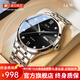 I&W CARNIVAL HWGUOJI瑞士品牌IW手表男機械表夜光防水男士手表簡(jiǎn)約雙日歷男表 銀黑鋼帶|禮盒包裝|明星同款