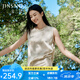 金三塔真絲背心100%桑蠶絲寬松透氣舒適打底衫可外穿上衣 白玉蘭色 L