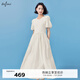 伊芙麗（eifini）氣質收腰顯瘦A字顯瘦法式泡泡袖連衣裙女2024春裝新款裙子 米白 160/84A/M