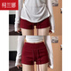 柯蘭娜辣妹運(yùn)動(dòng)短褲女夏季2025新款小身板抽繩瑜伽包臀顯瘦低腰熱褲 紅色(包臀褲) L 建議106-115斤