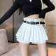 瑜尚臻品白色百褶裙女夏辣妹半身裙短裙裙褲高腰學(xué)院芭蕾裙半裙防走光裙子 花邊裙+腰帶【白色】L