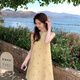 木清清韓版小香風(fēng)穿搭蝴蝶結(jié)無(wú)袖連衣裙女2025夏季新款氣質(zhì)減齡洋氣短裙 黃色  M 建議92-101斤