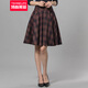 特尚萊菲 半身裙秋冬高腰短裙女格子a字半裙 HCR5383 紅黑格子 M(2尺1-2尺2)
