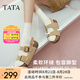 他她（TATA）勃肯鞋女棕色2025夏季新款厚底沙灘涼鞋女運(yùn)動(dòng)涼鞋 杏色（涼鞋款） 36
