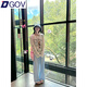 DGOV可愛kitty印花微透天絲薄款長袖t恤女夏季寬松慵懶風(fēng)防曬罩衫上衣 杏色 M 建議90-105斤