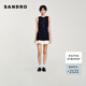 SANDRO2025春夏新款女裝時尚扣飾黑色撞色荷葉邊連衣裙SFPRO04158 黑色 M (38)